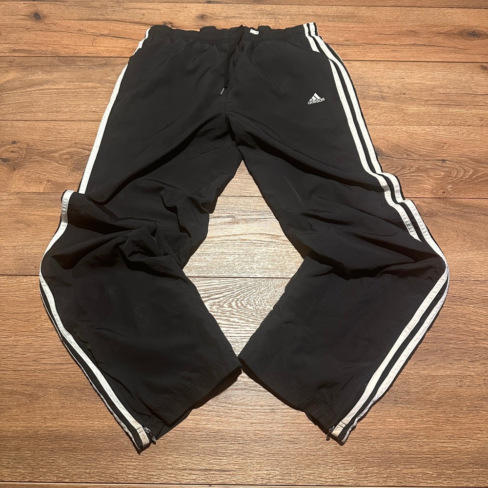 Y2K Adidas Black 3 Stripe Track Pants Mens M